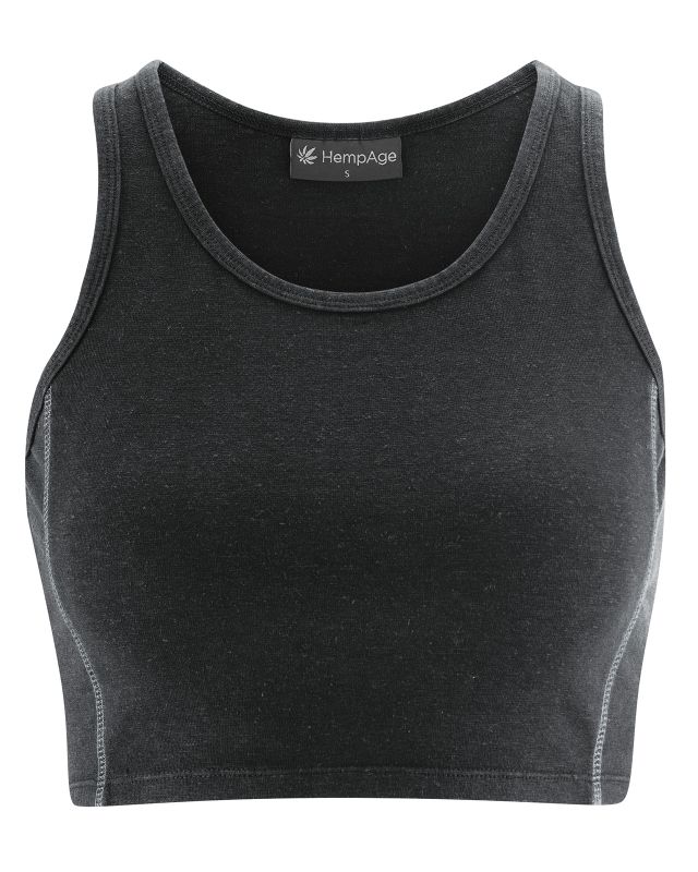 Fekete HempAge DH274 slim fit kender jógafelső elölnézetből