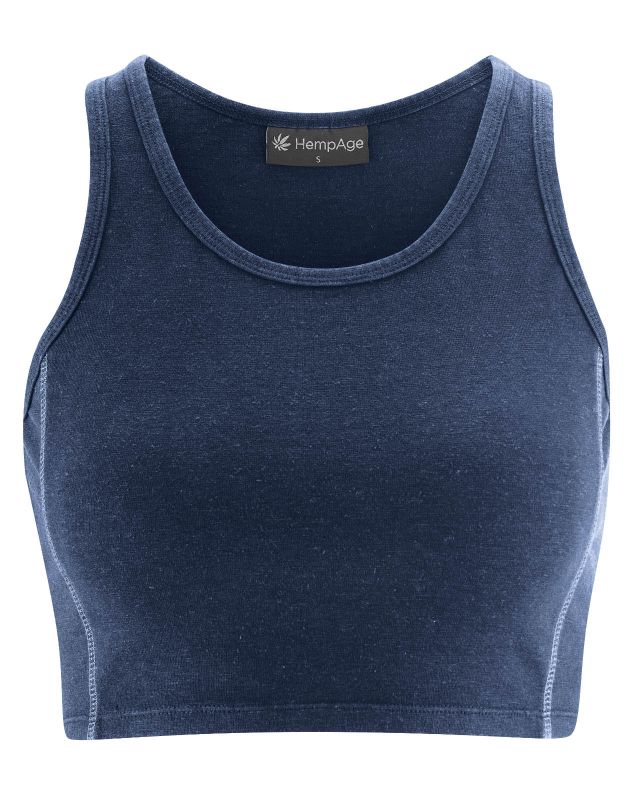 Sötétkék HempAge DH274 slim fit kender jógafelső elölnézetből