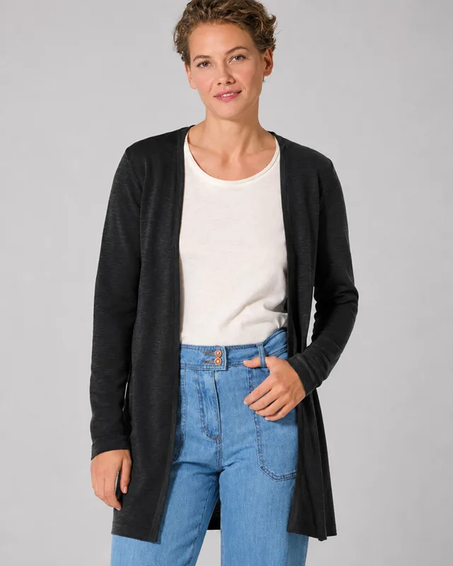 Fekete HempAge DH296 lezser női kender kardigán modellen